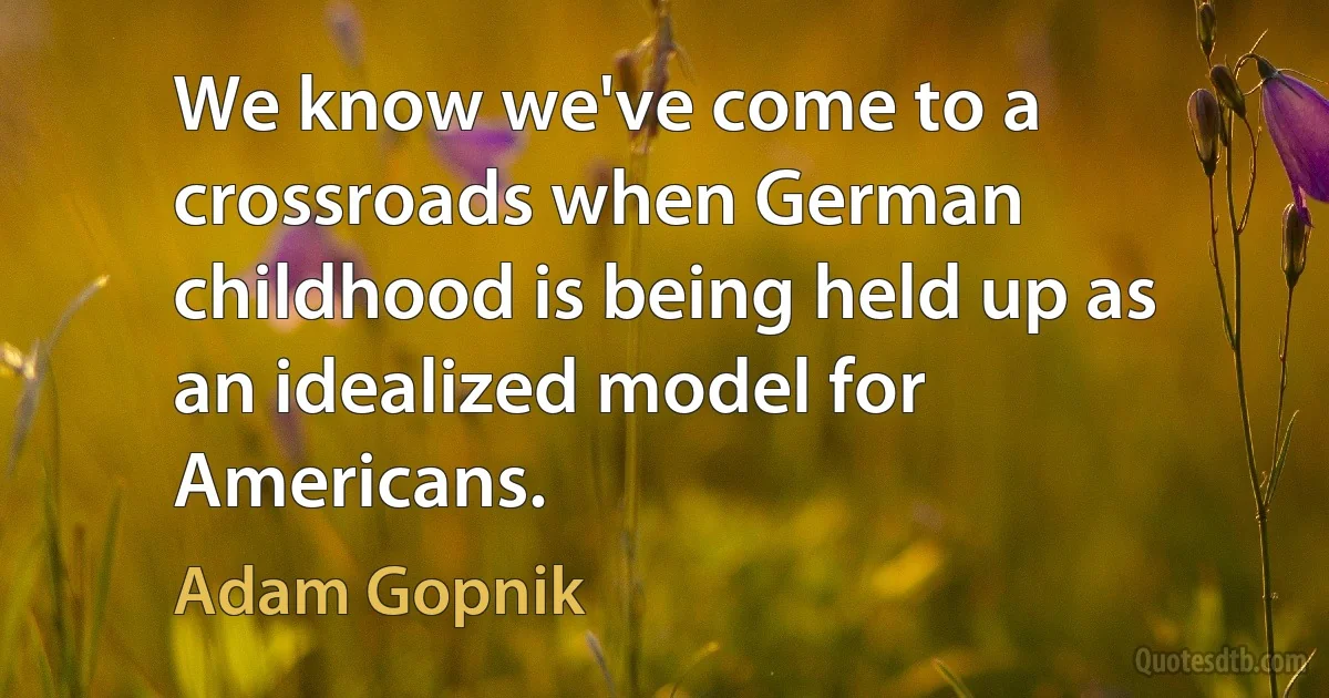 We know we've come to a crossroads when German childhood is being held up as an idealized model for Americans. (Adam Gopnik)