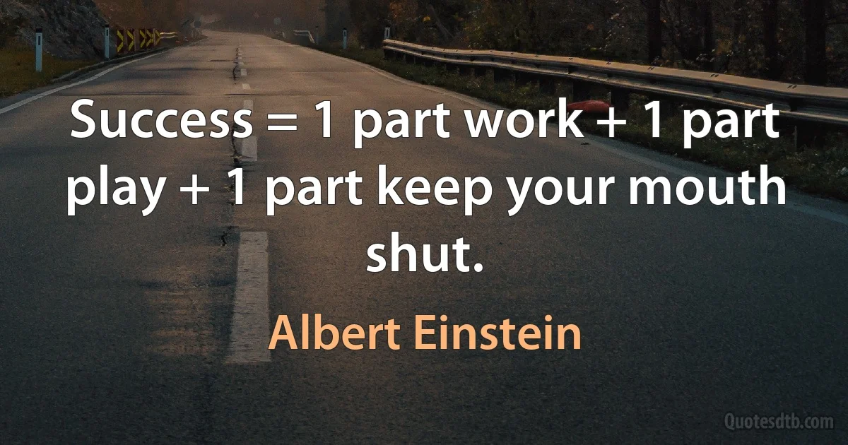 Success = 1 part work + 1 part play + 1 part keep your mouth shut. (Albert Einstein)