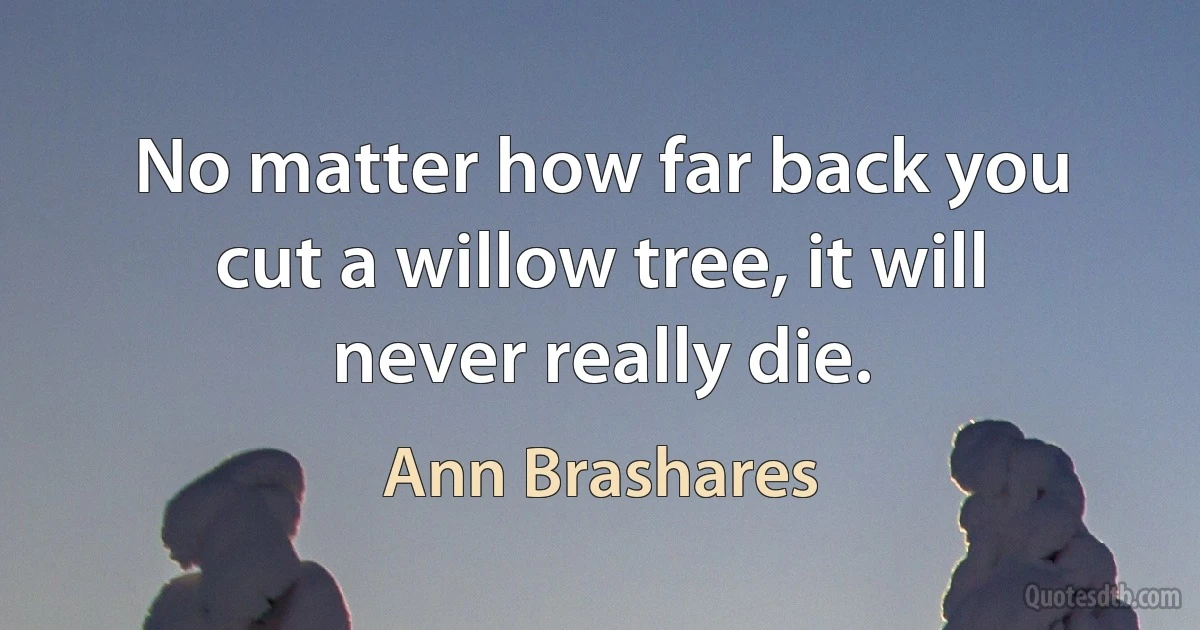 No matter how far back you cut a willow tree, it will never really die. (Ann Brashares)