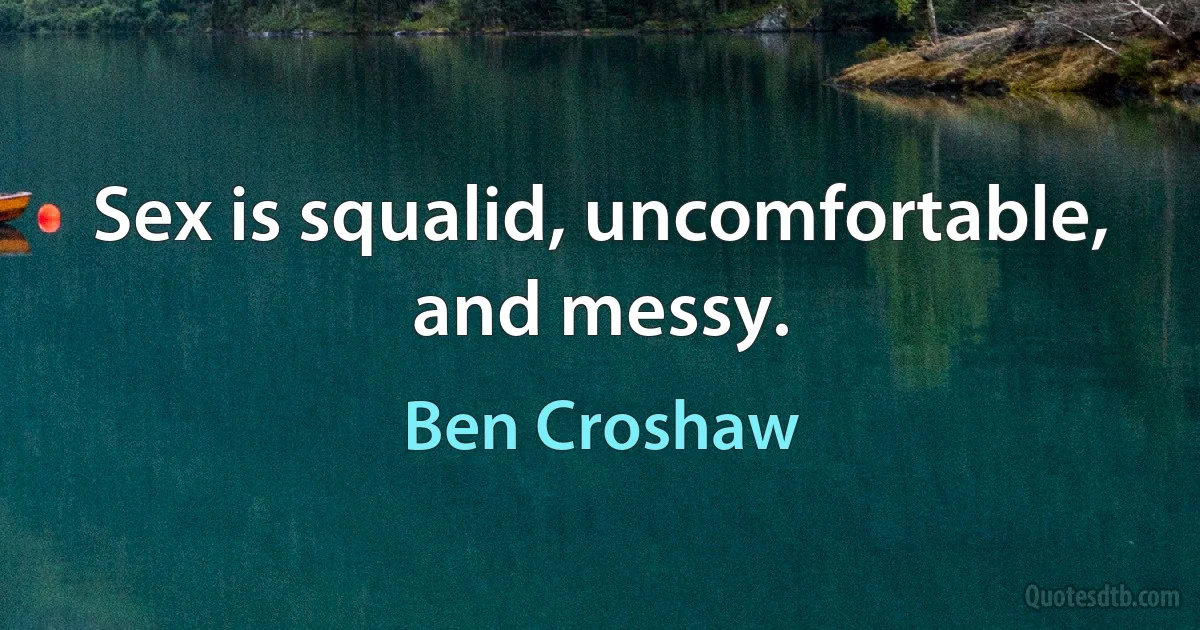 Sex is squalid, uncomfortable, and messy. (Ben Croshaw)