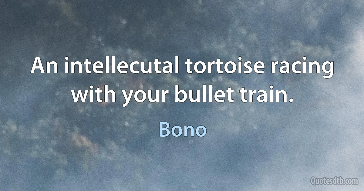 An intellecutal tortoise racing with your bullet train. (Bono)