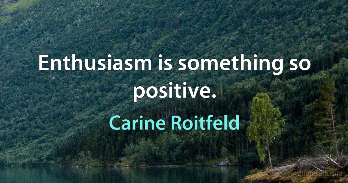 Enthusiasm is something so positive. (Carine Roitfeld)