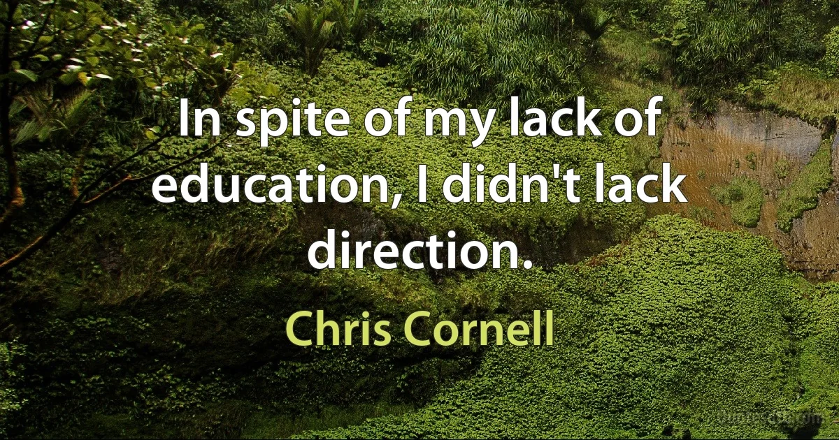 In spite of my lack of education, I didn't lack direction. (Chris Cornell)