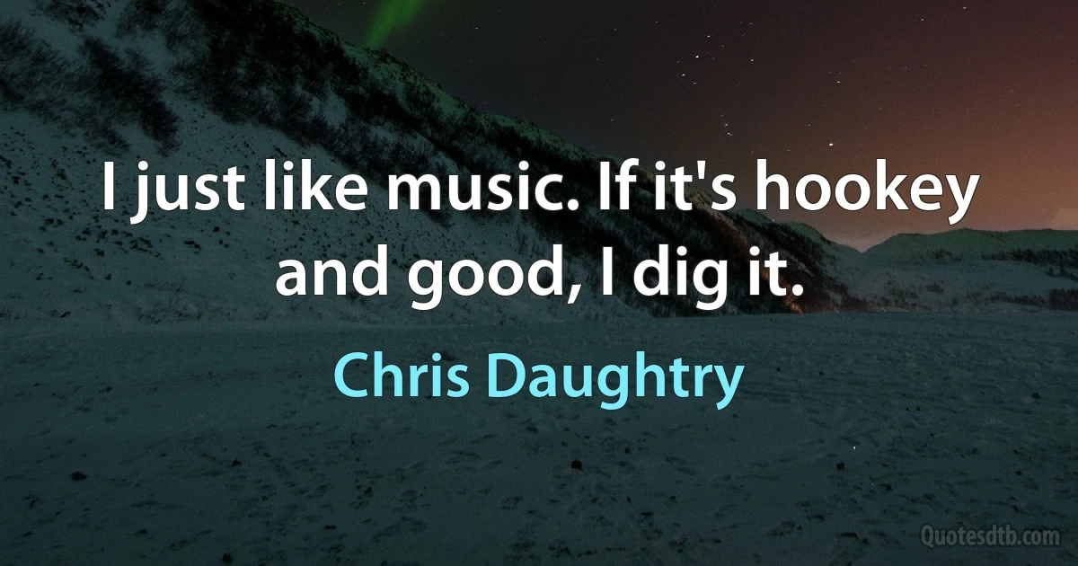 I just like music. If it's hookey and good, I dig it. (Chris Daughtry)