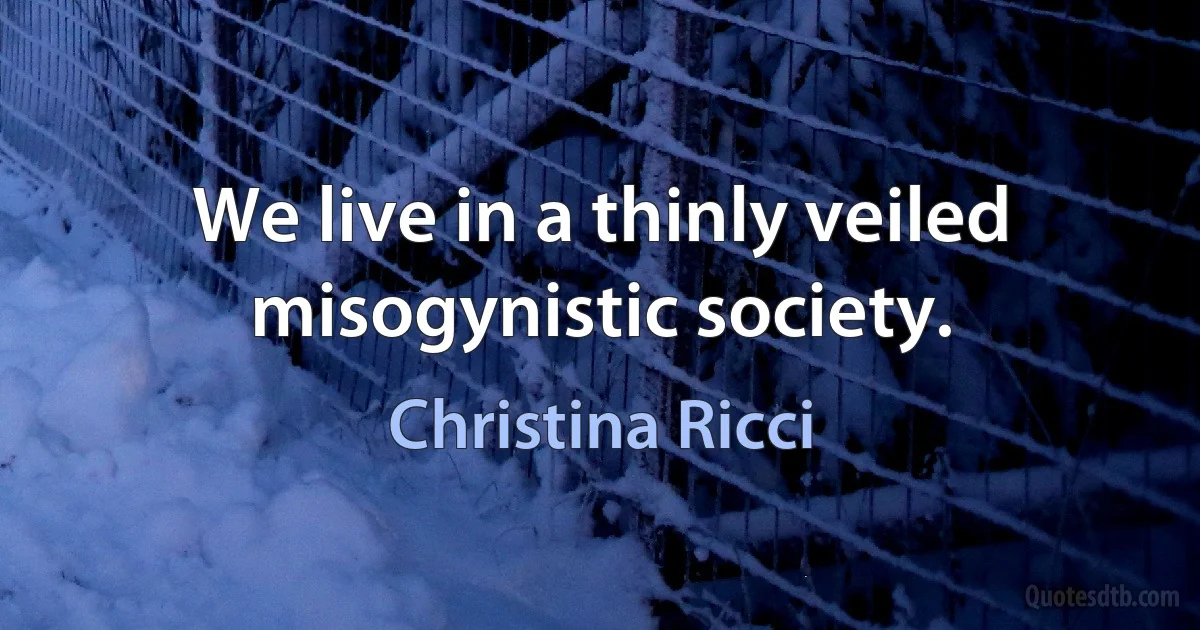 We live in a thinly veiled misogynistic society. (Christina Ricci)