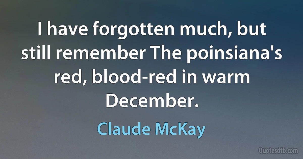 I have forgotten much, but still remember The poinsiana's red, blood-red in warm December. (Claude McKay)