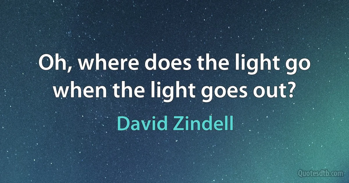 Oh, where does the light go when the light goes out? (David Zindell)