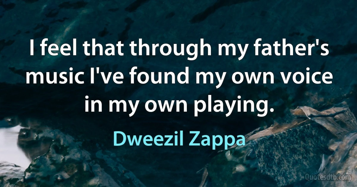 I feel that through my father's music I've found my own voice in my own playing. (Dweezil Zappa)