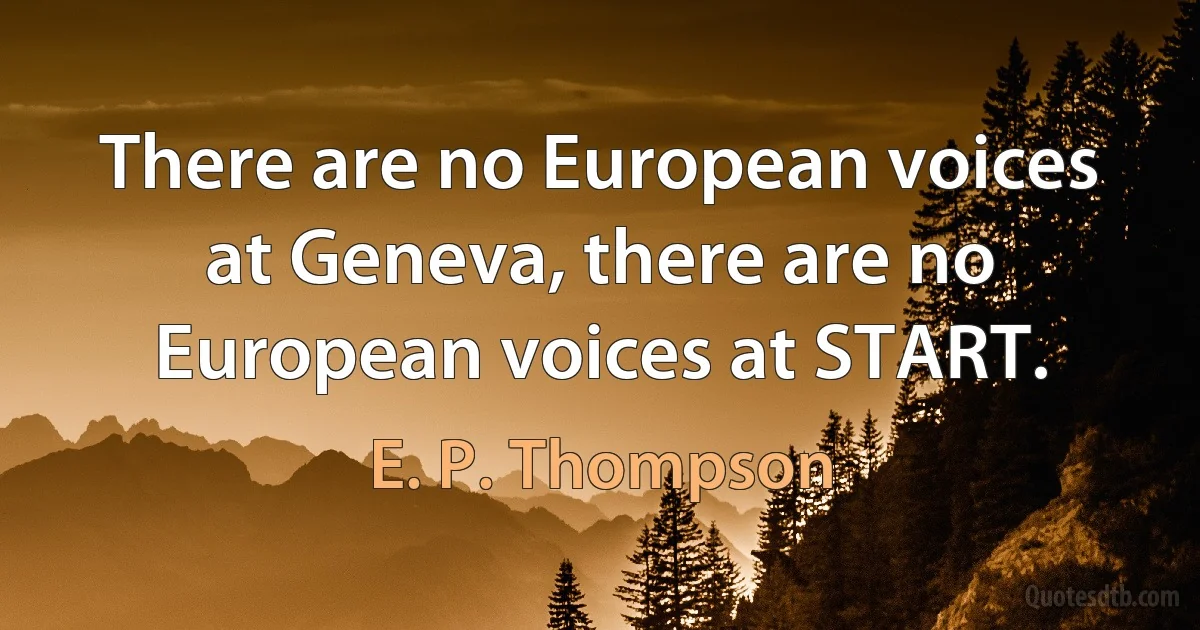 There are no European voices at Geneva, there are no European voices at START. (E. P. Thompson)