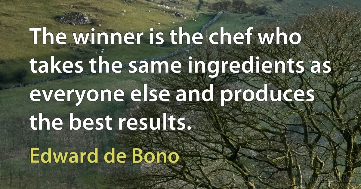 The winner is the chef who takes the same ingredients as everyone else and produces the best results. (Edward de Bono)