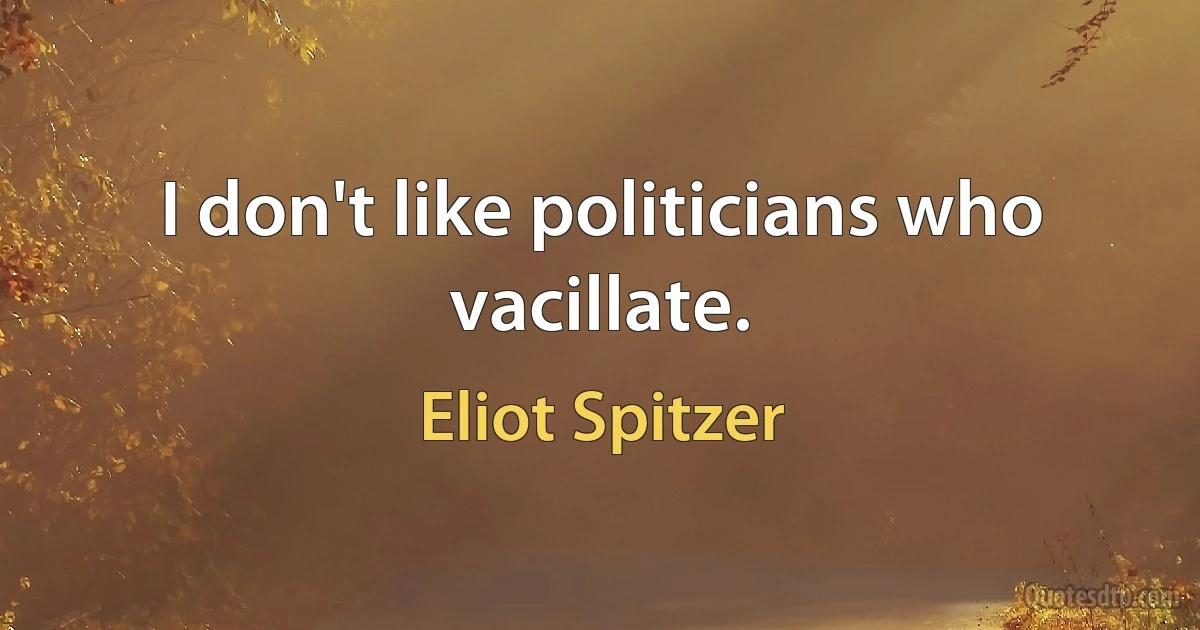 I don't like politicians who vacillate. (Eliot Spitzer)