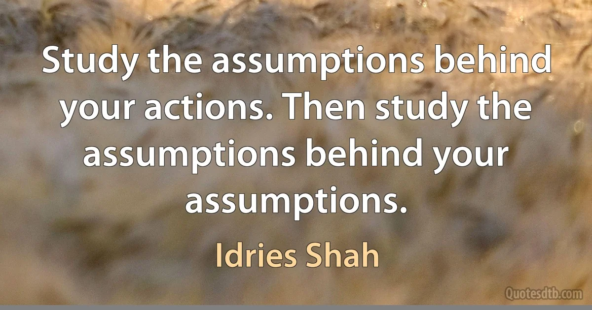 Study the assumptions behind your actions. Then study the assumptions behind your assumptions. (Idries Shah)