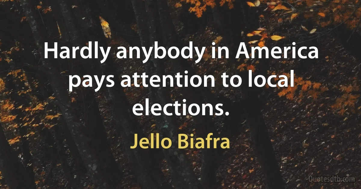 Hardly anybody in America pays attention to local elections. (Jello Biafra)