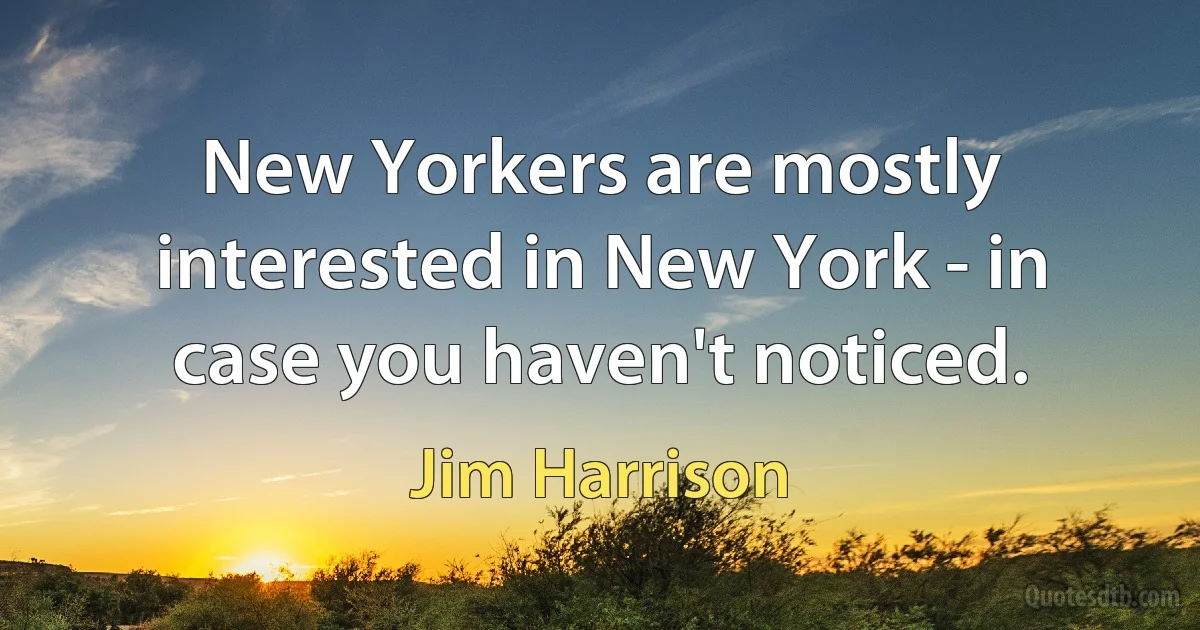 New Yorkers are mostly interested in New York - in case you haven't noticed. (Jim Harrison)