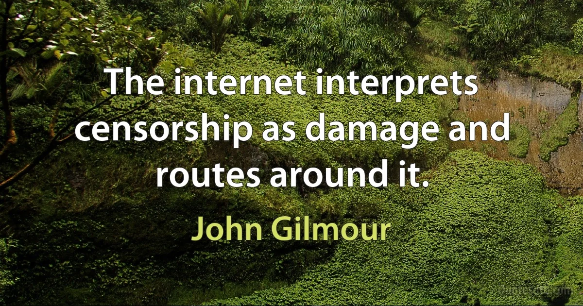 The internet interprets censorship as damage and routes around it. (John Gilmour)