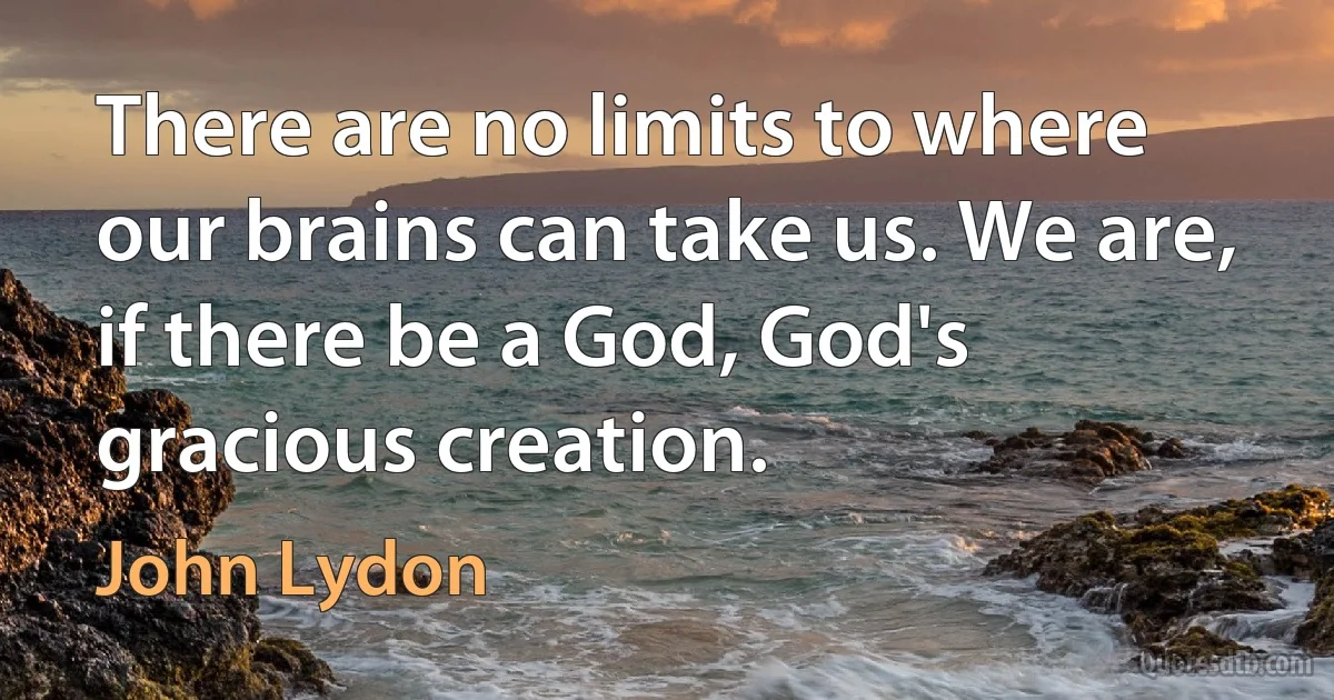 There are no limits to where our brains can take us. We are, if there be a God, God's gracious creation. (John Lydon)