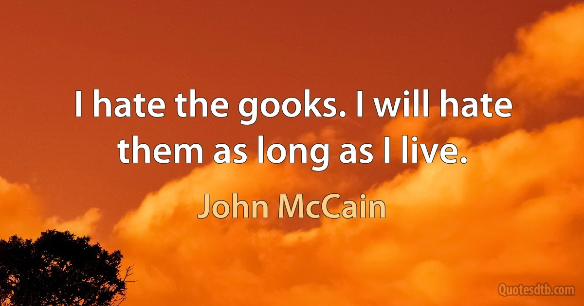 I hate the gooks. I will hate them as long as I live. (John McCain)