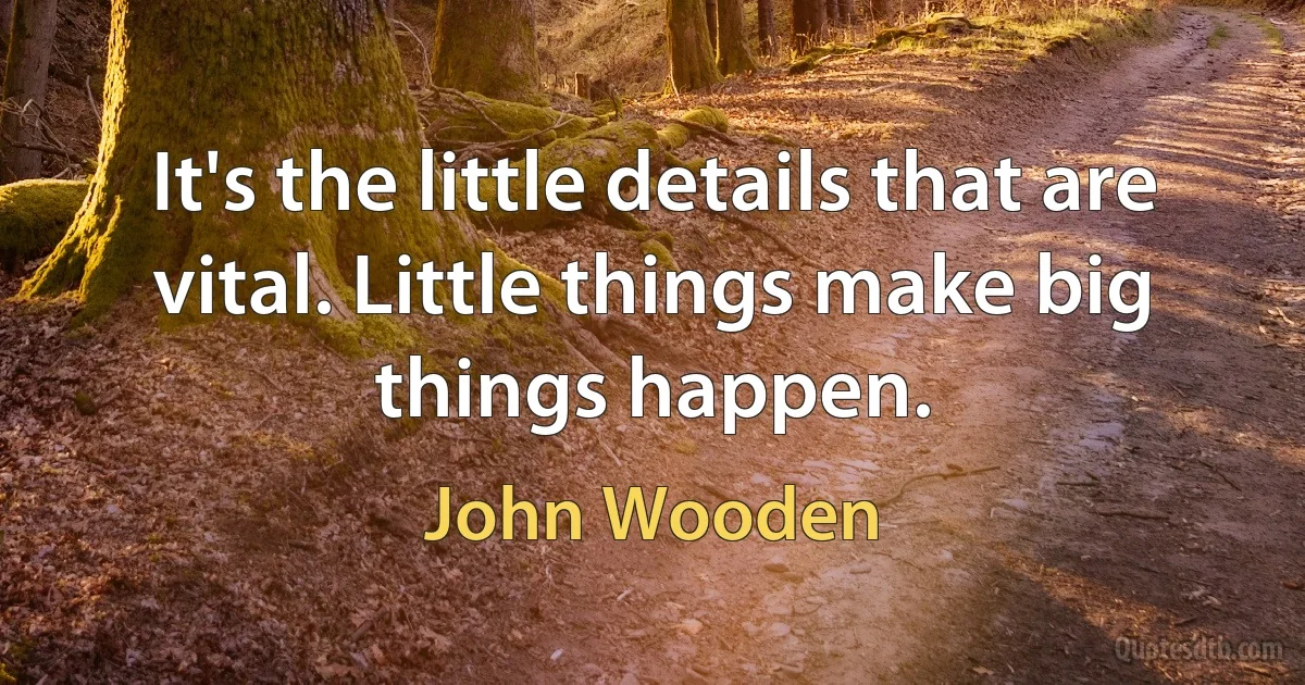 It's the little details that are vital. Little things make big things happen. (John Wooden)