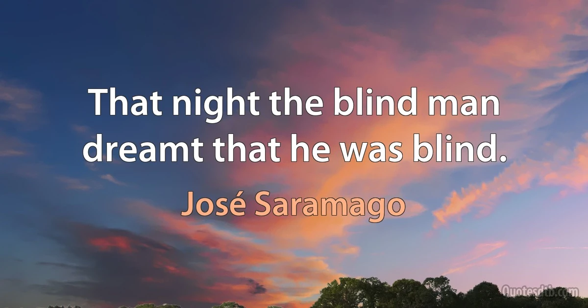 That night the blind man dreamt that he was blind. (José Saramago)