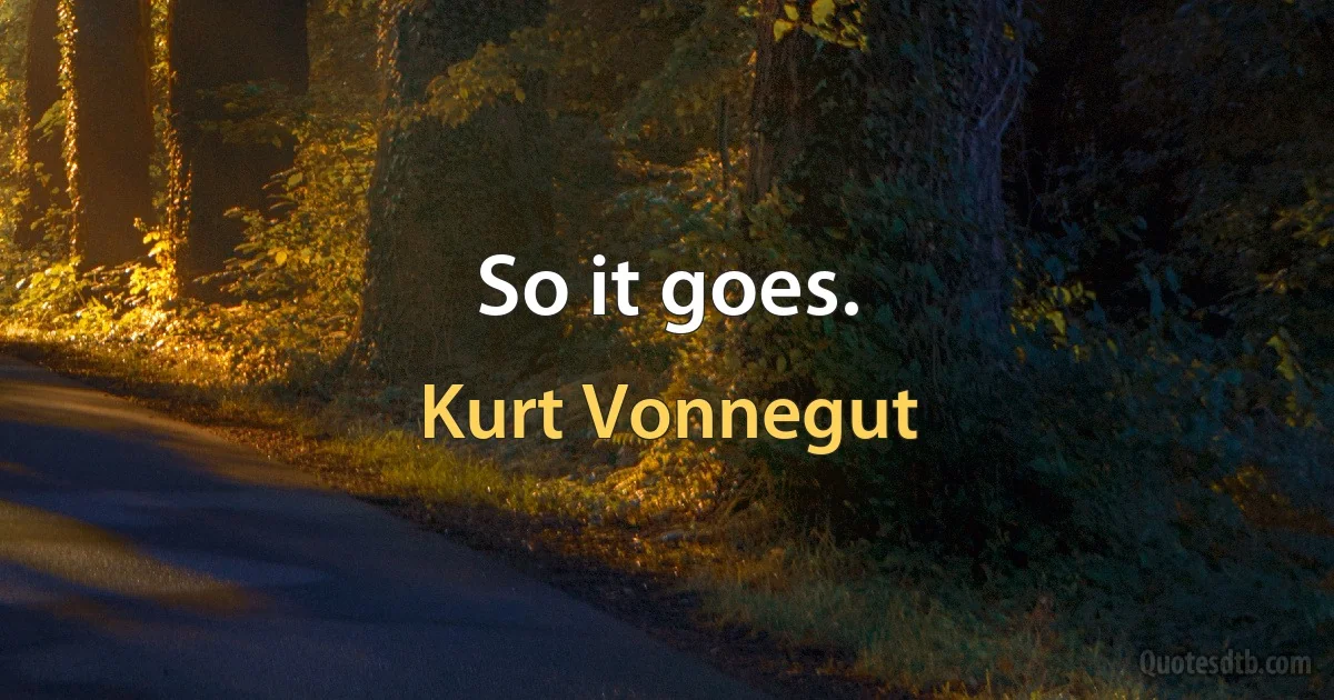 So it goes. (Kurt Vonnegut)