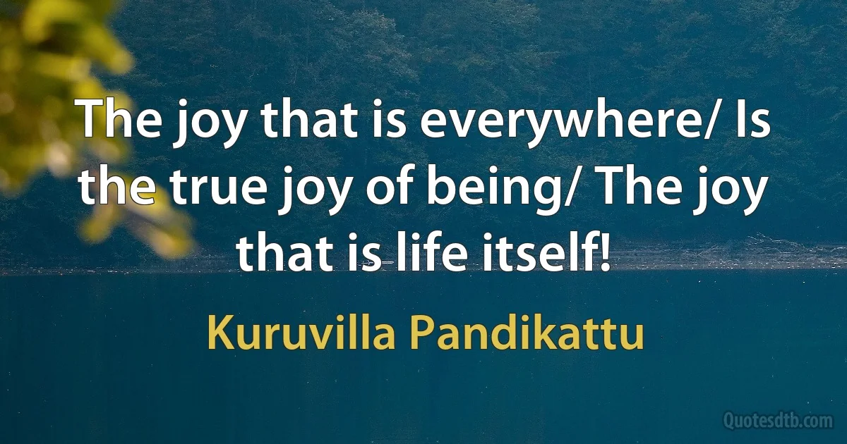 The joy that is everywhere/ Is the true joy of being/ The joy that is life itself! (Kuruvilla Pandikattu)