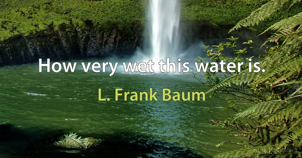 How very wet this water is. (L. Frank Baum)