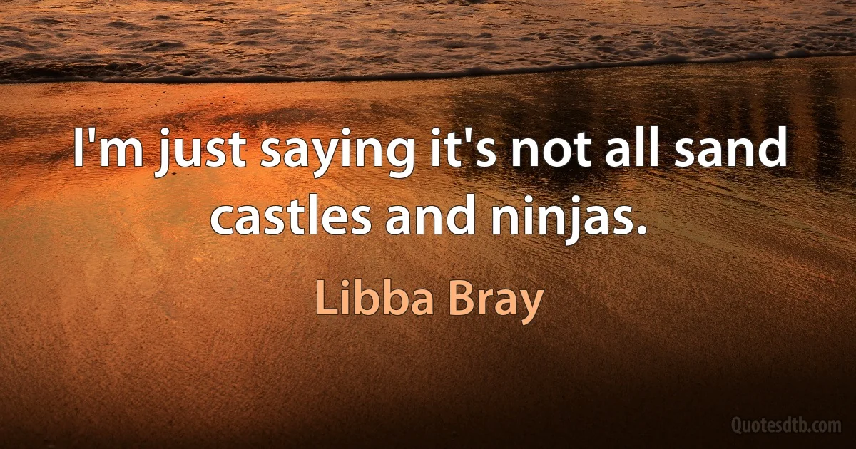 I'm just saying it's not all sand castles and ninjas. (Libba Bray)