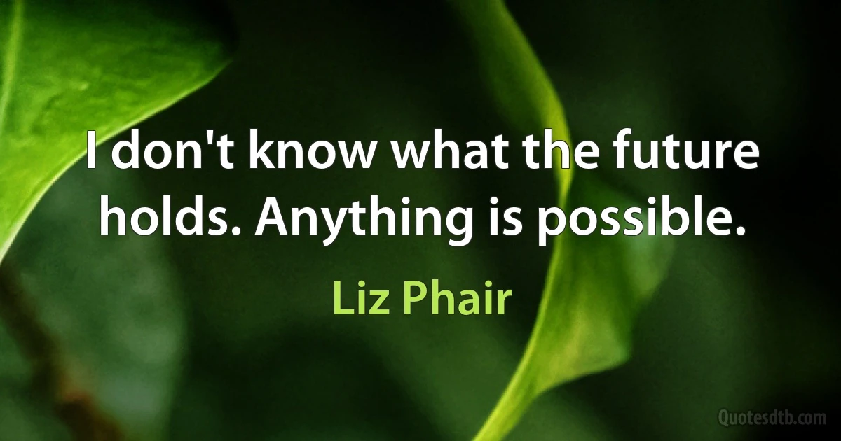 I don't know what the future holds. Anything is possible. (Liz Phair)