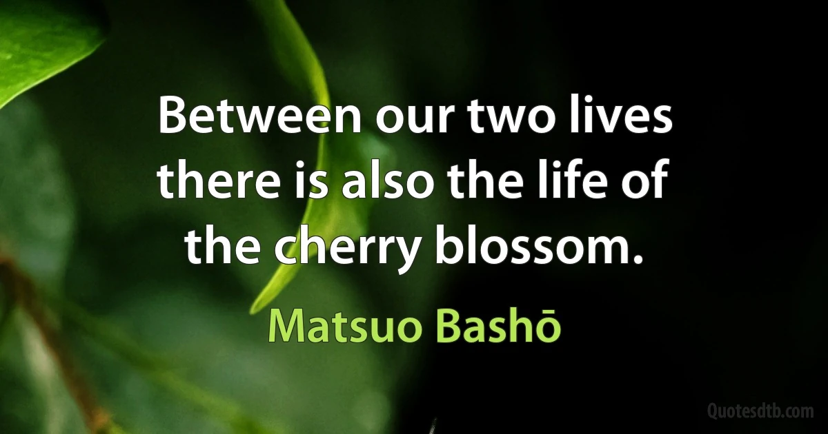 Between our two lives
there is also the life of
the cherry blossom. (Matsuo Bashō)