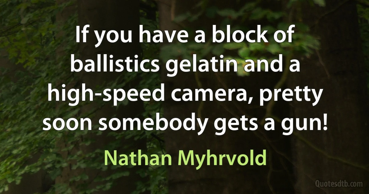 If you have a block of ballistics gelatin and a high-speed camera, pretty soon somebody gets a gun! (Nathan Myhrvold)