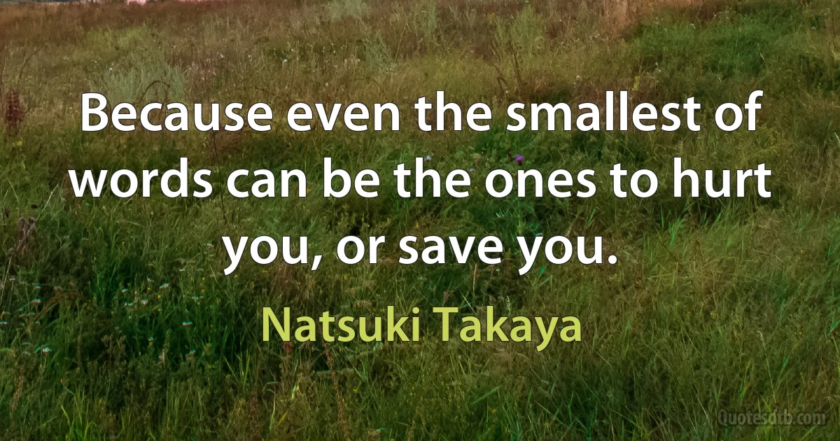 Because even the smallest of words can be the ones to hurt you, or save you. (Natsuki Takaya)