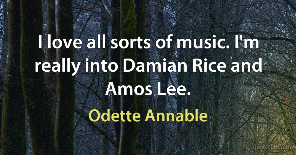 I love all sorts of music. I'm really into Damian Rice and Amos Lee. (Odette Annable)