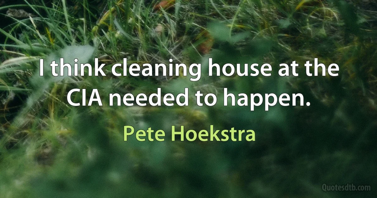 I think cleaning house at the CIA needed to happen. (Pete Hoekstra)