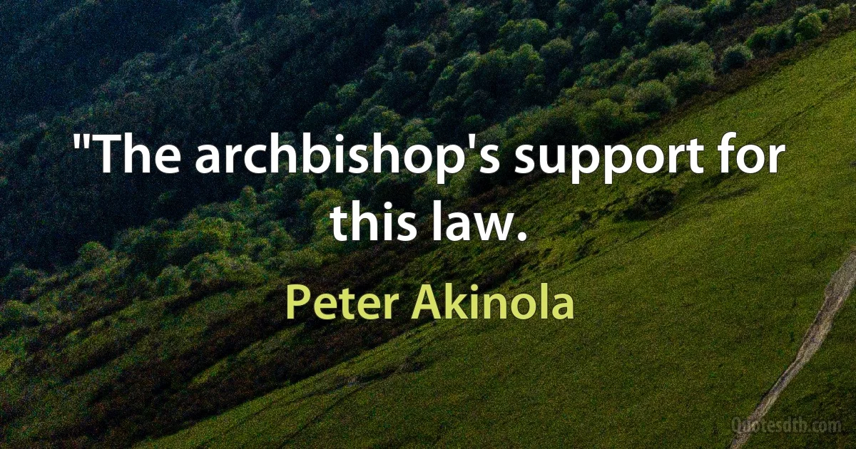 "The archbishop's support for this law. (Peter Akinola)