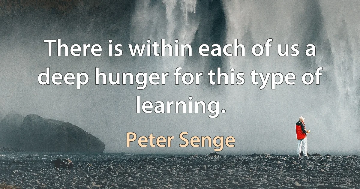 There is within each of us a deep hunger for this type of learning. (Peter Senge)