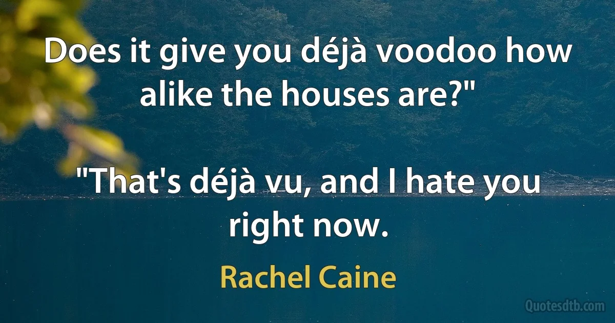 Does it give you déjà voodoo how alike the houses are?"

"That's déjà vu, and I hate you right now. (Rachel Caine)