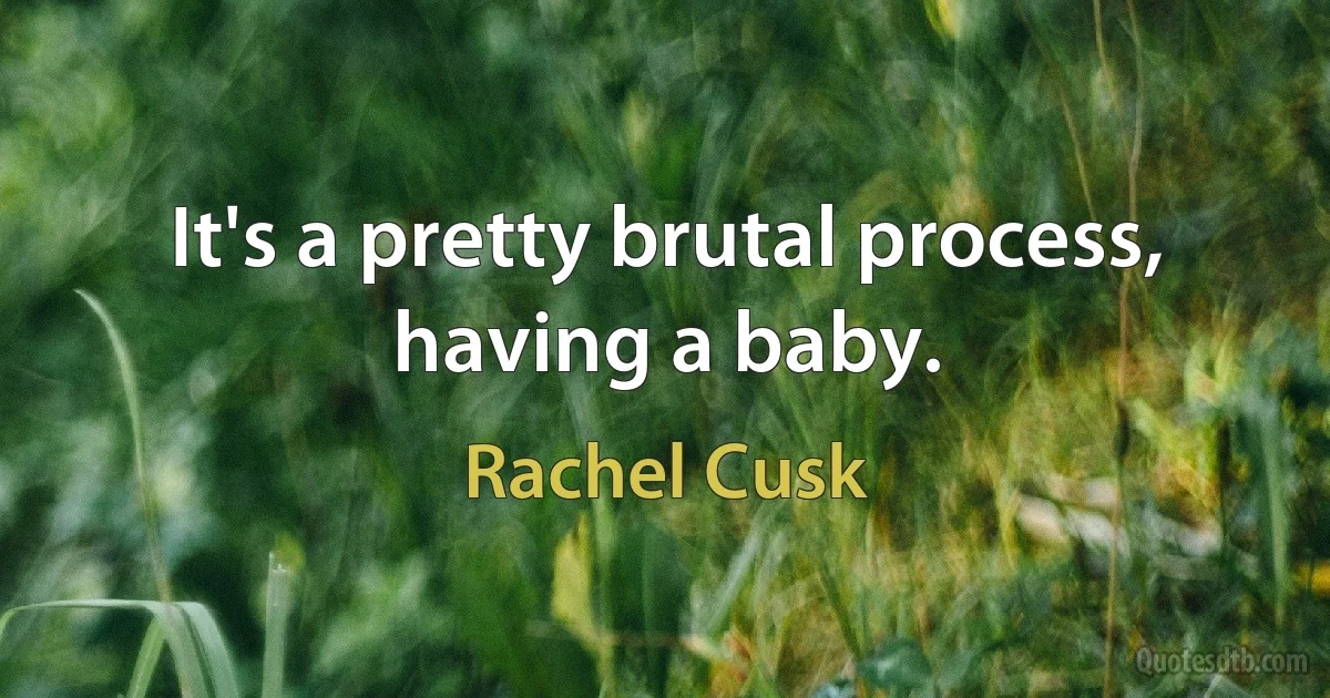 It's a pretty brutal process, having a baby. (Rachel Cusk)