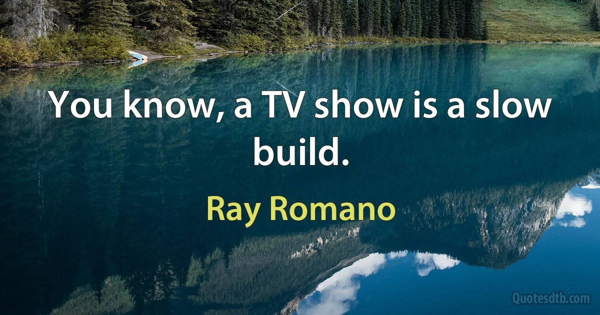 You know, a TV show is a slow build. (Ray Romano)