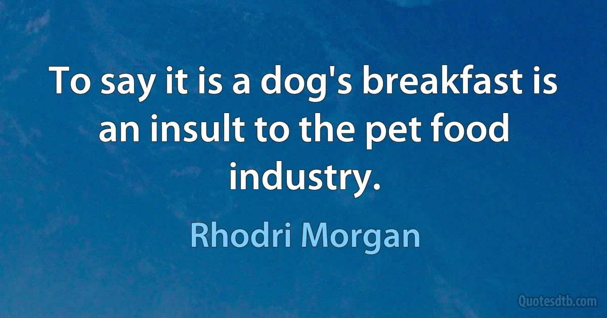 To say it is a dog's breakfast is an insult to the pet food industry. (Rhodri Morgan)