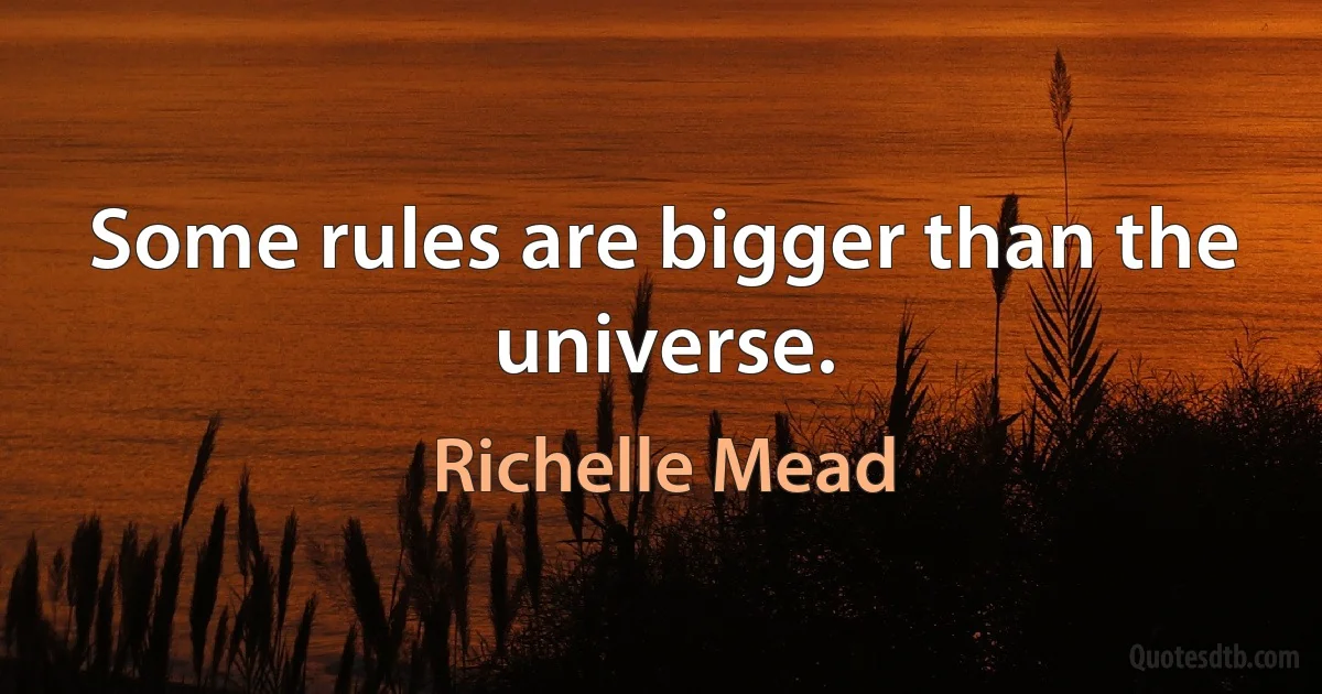 Some rules are bigger than the universe. (Richelle Mead)