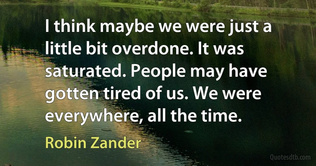 I think maybe we were just a little bit overdone. It was saturated. People may have gotten tired of us. We were everywhere, all the time. (Robin Zander)