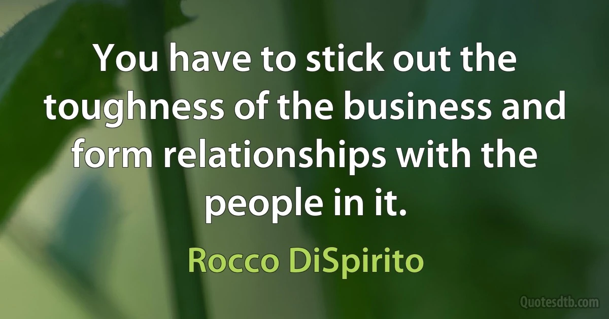 You have to stick out the toughness of the business and form relationships with the people in it. (Rocco DiSpirito)