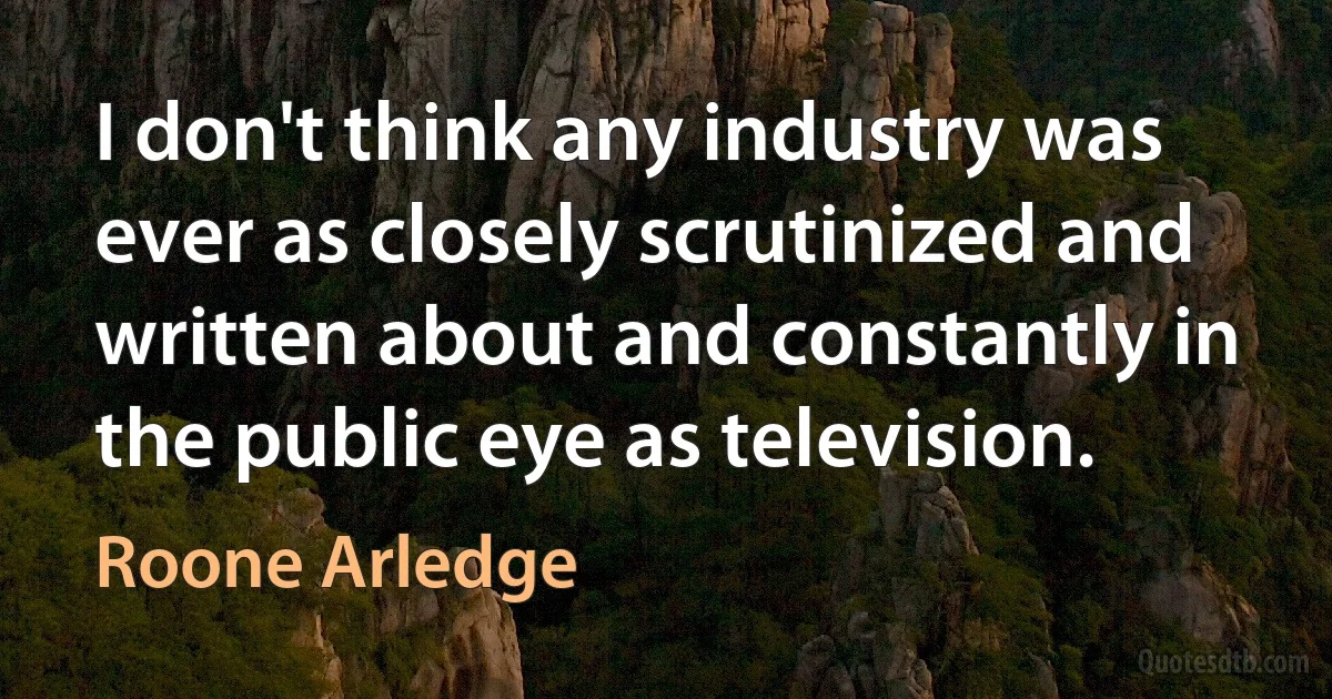 I don't think any industry was ever as closely scrutinized and written about and constantly in the public eye as television. (Roone Arledge)