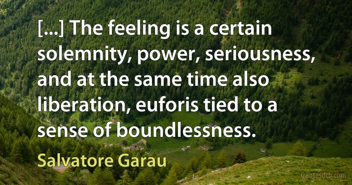 [...] The feeling is a certain solemnity, power, seriousness, and at the same time also liberation, euforis tied to a sense of boundlessness. (Salvatore Garau)