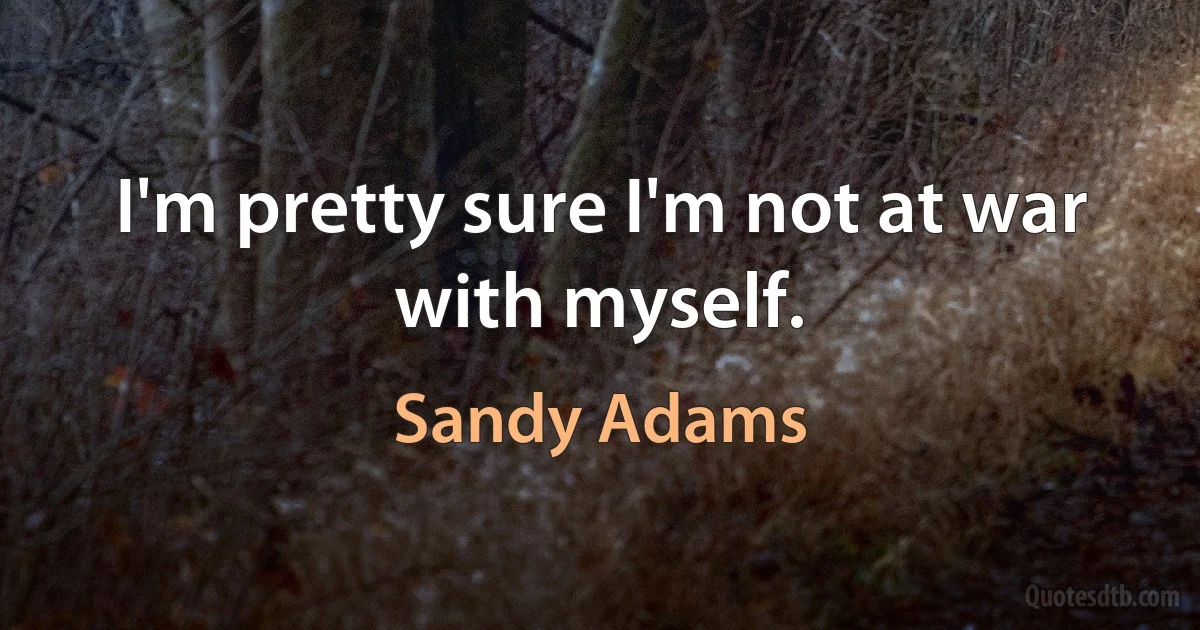 I'm pretty sure I'm not at war with myself. (Sandy Adams)