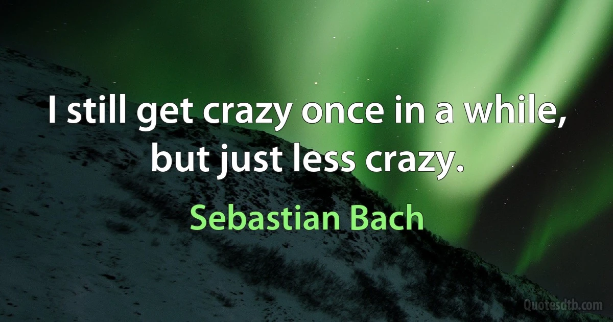 I still get crazy once in a while, but just less crazy. (Sebastian Bach)