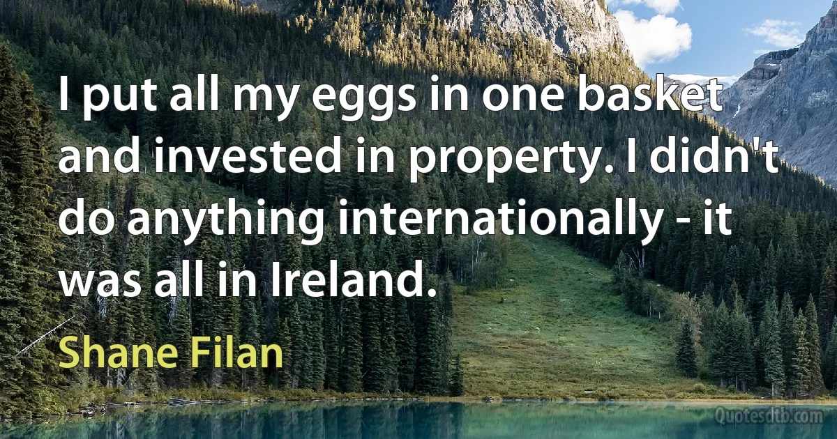 I put all my eggs in one basket and invested in property. I didn't do anything internationally - it was all in Ireland. (Shane Filan)