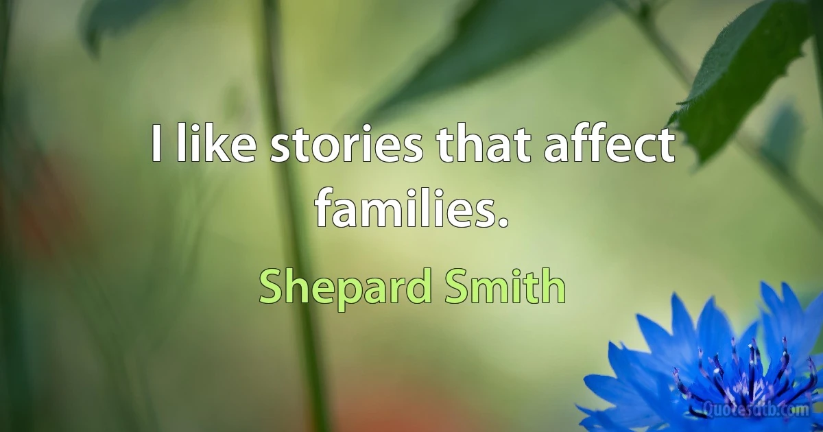 I like stories that affect families. (Shepard Smith)