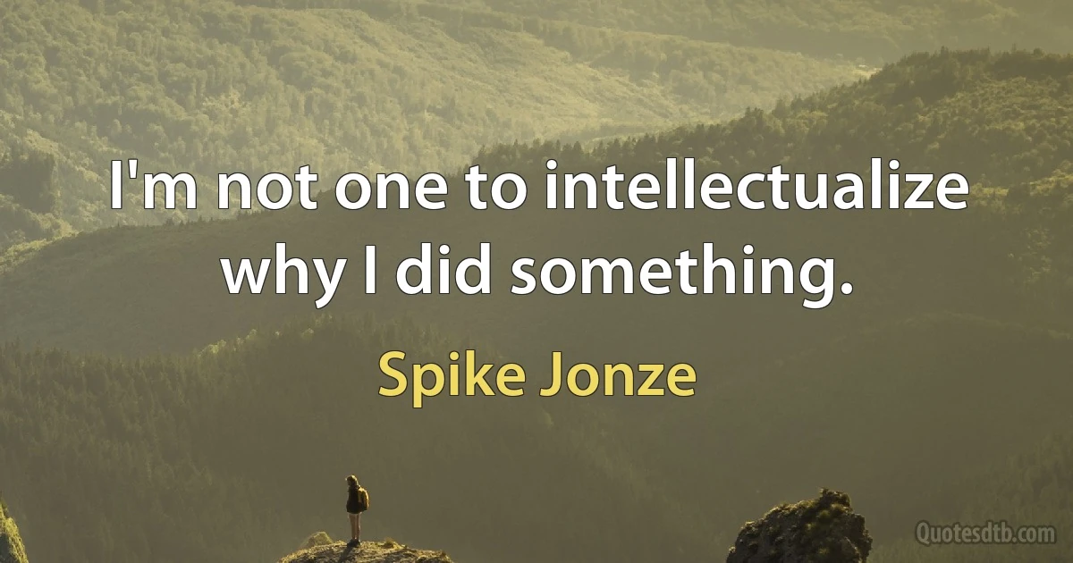 I'm not one to intellectualize why I did something. (Spike Jonze)