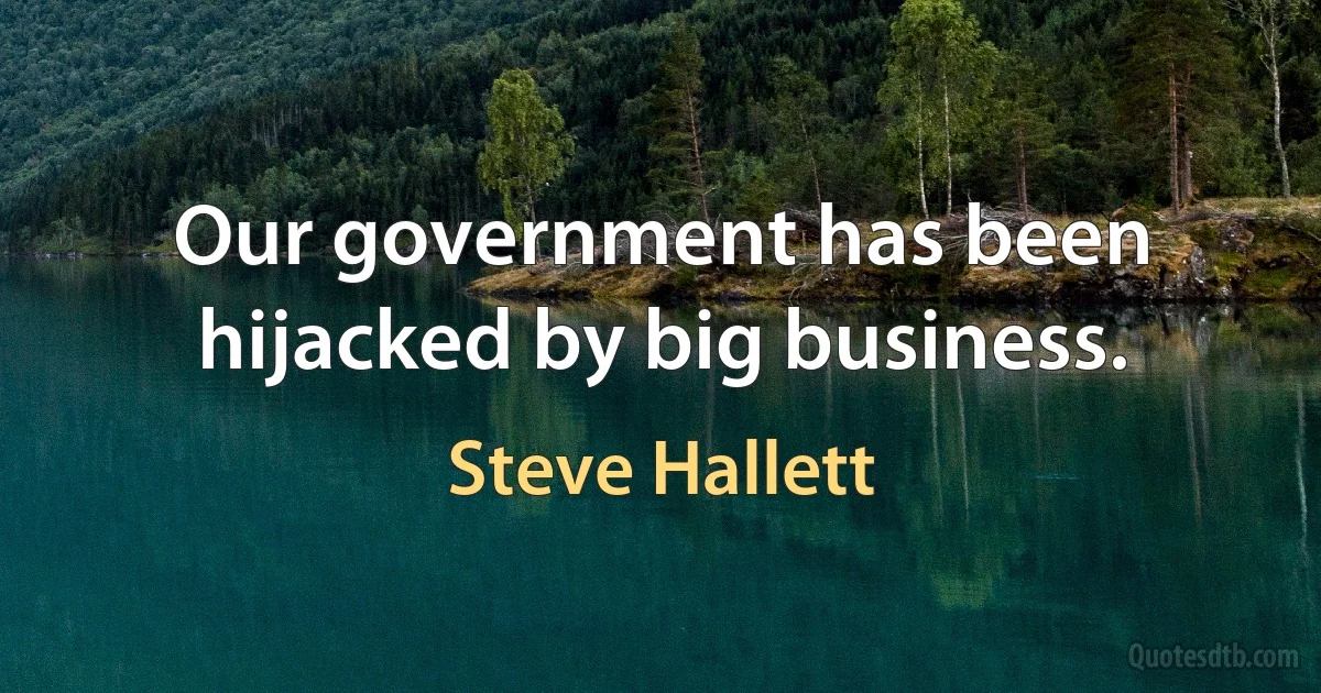 Our government has been hijacked by big business. (Steve Hallett)